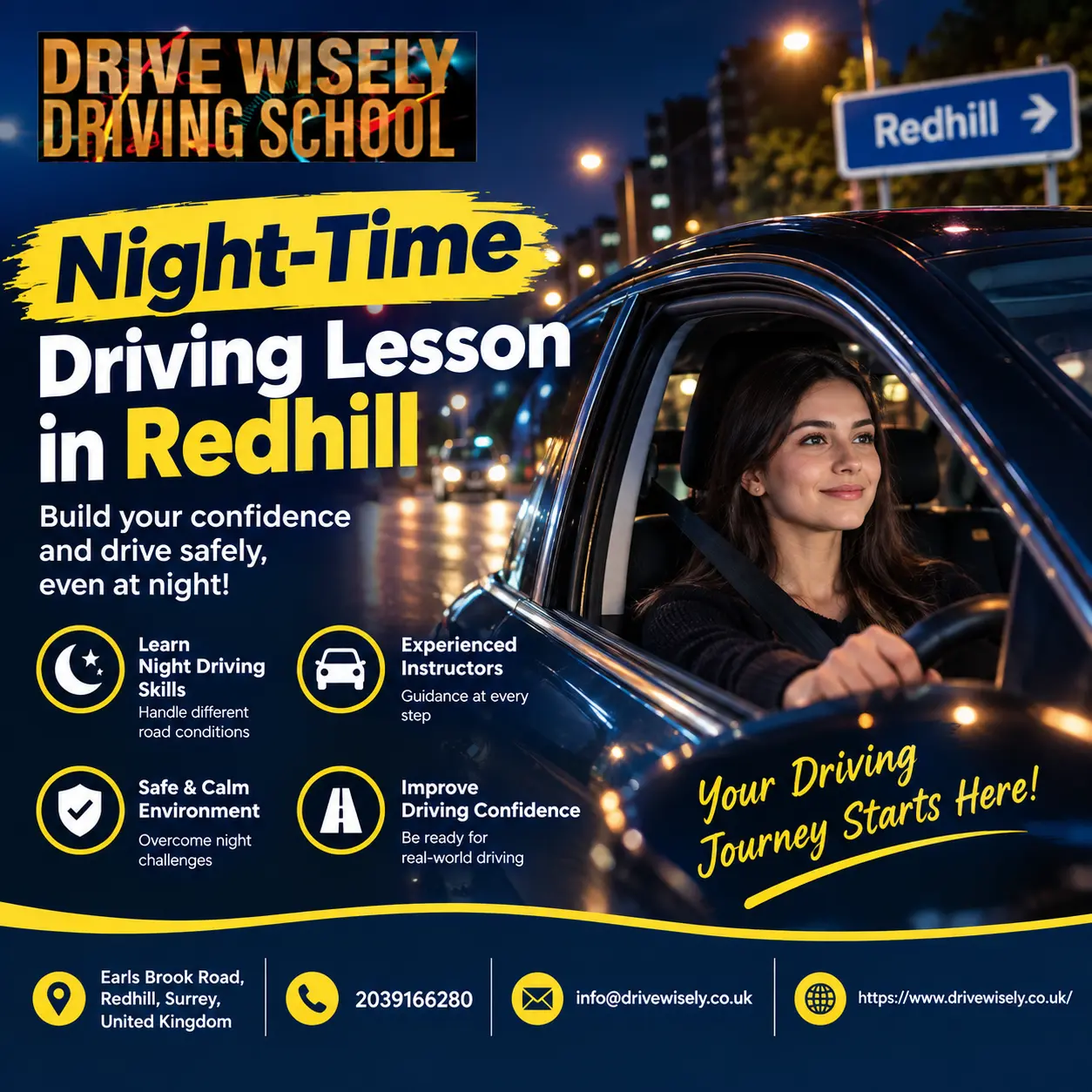 Night-Time Driving Lesson in Redhill